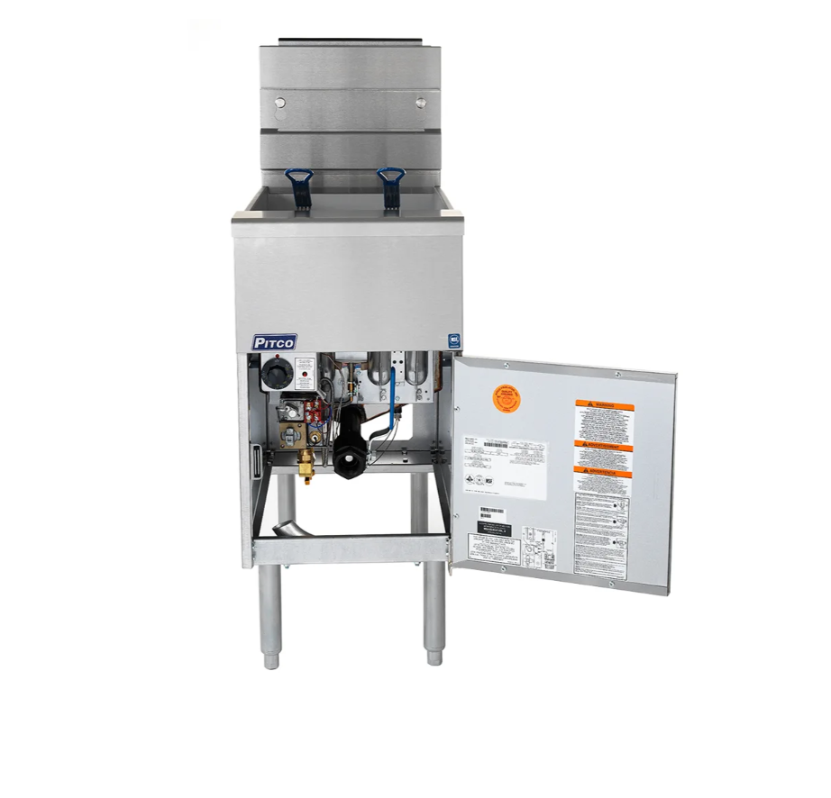 Pitco fryer open cabinet view